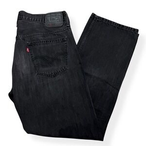 VTG Levis 569 Jeans Mens 34x32 Black Denim Loose Straight Leg Black Label *Faded